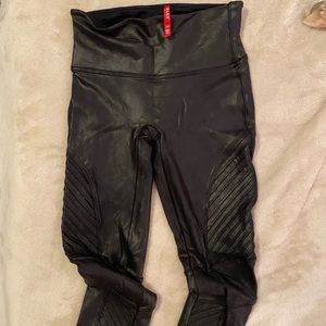 Spanx black “leather” moto leggings